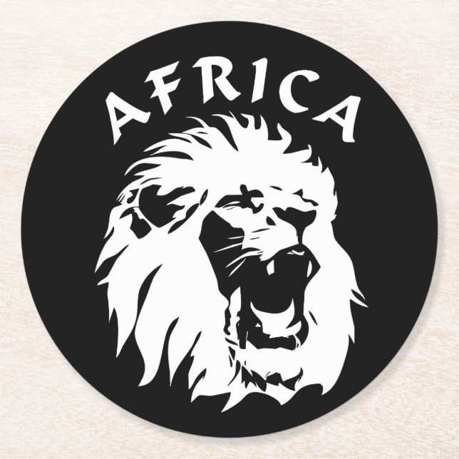 Posavasos Redondo De Papel Roaring Lion Face | África (Anverso)