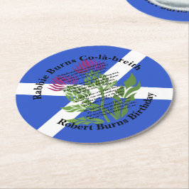Posavasos Redondo De Papel Robert Burns Poem Birthday Thistle Flag