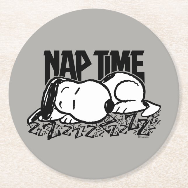 Posavasos Redondo De Papel Rock Tees | Tiempo de Nap Snoopy (Anverso)