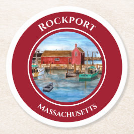 Posavasos Redondo De Papel Rockport Harbour Massachusetts New England