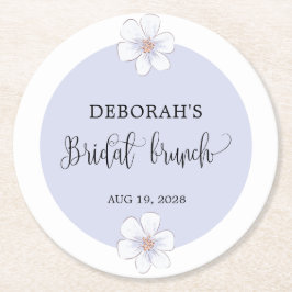 Posavasos Redondo De Papel Romántico Lilac Floral Bridal Shower