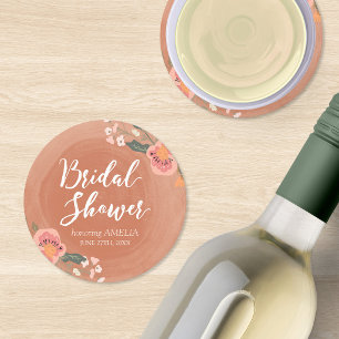 Posavasos Redondo De Papel Ronda de Ducha Nupcial de Madera Marrón Floral Rús