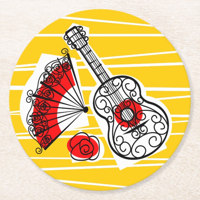 Posavasos Redondo De Papel Ronda de montaña rusa española (Anverso)