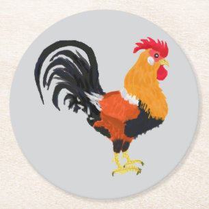 Posavasos Redondo De Papel Rooster