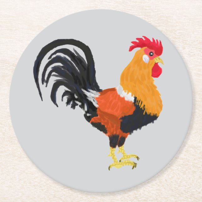 Posavasos Redondo De Papel Rooster (Anverso)
