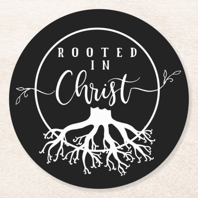 Posavasos Redondo De Papel Rootado en Cristo (Anverso)