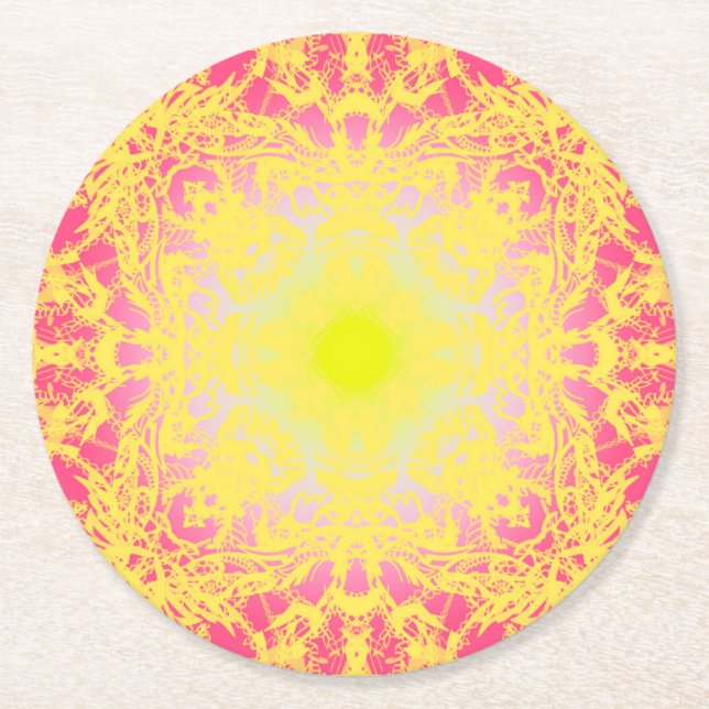 Posavasos Redondo De Papel rosa (Anverso)