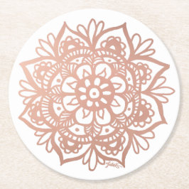 Posavasos Redondo De Papel Rosa Gold Mandala