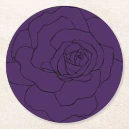 Posavasos Redondo De Papel Rosa negro sobre morado