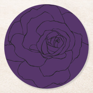 Posavasos Redondo De Papel Rosa negro sobre morado
