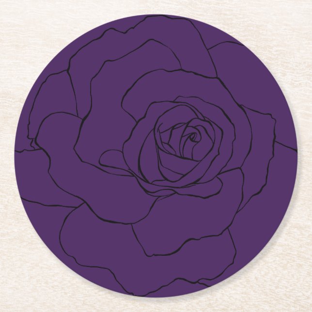 Posavasos Redondo De Papel Rosa negro sobre morado (Anverso)