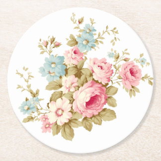 Posavasos Redondo De Papel Rosas rosas rosadas de la virgen femenina