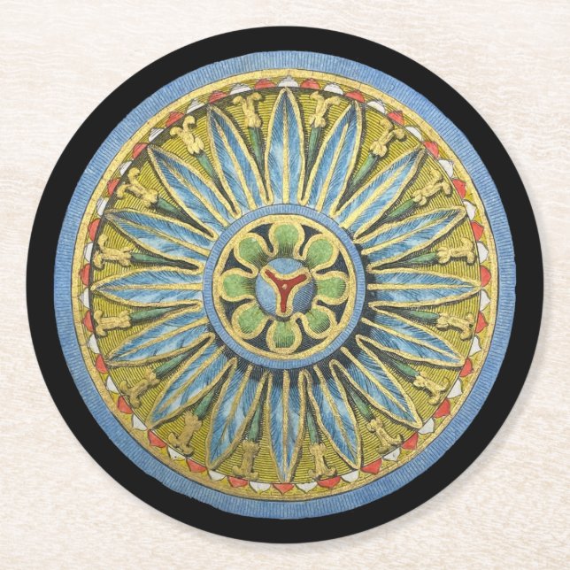 Posavasos Redondo De Papel Rosette arquitectónico antiguo n.º 2 (Anverso)