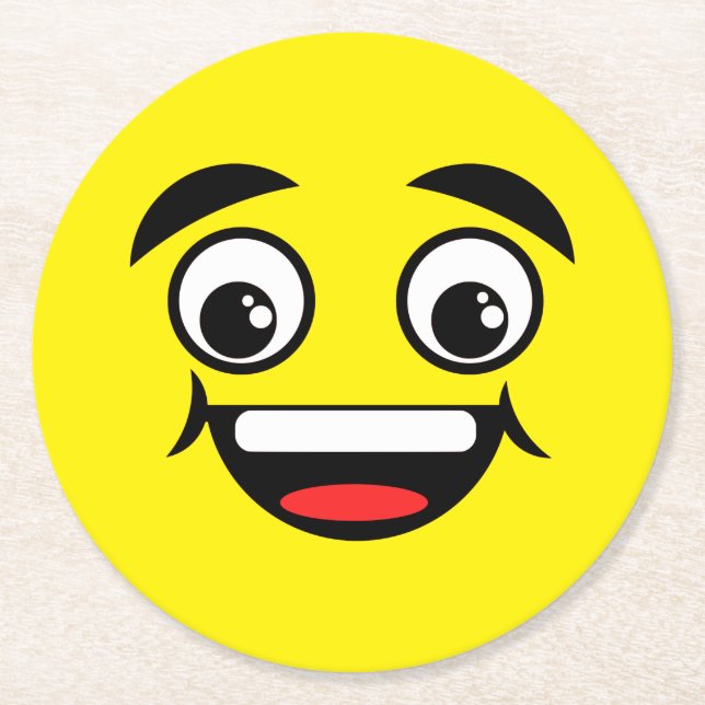 Posavasos Redondo De Papel Rostro amarillo de alegría (Anverso)
