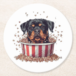Posavasos Redondo De Papel Rottweiler Dog Movie Popcorn Bucket