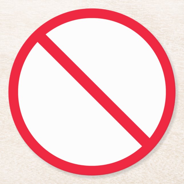 Posavasos Redondo De Papel Rótulo General de Prohibición | Astras redondas Pe (Anverso)