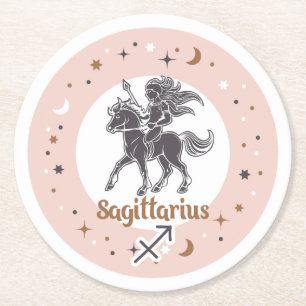 Posavasos Redondo De Papel Rótulo Zodiac Sagittarius