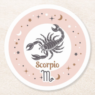 Posavasos Redondo De Papel Rótulo zodiaco Escorpio