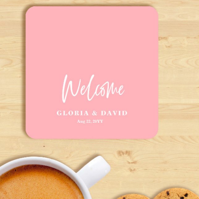 Posavasos Redondo De Papel Rubor Pink Gracias Boda (Subido por el creador)