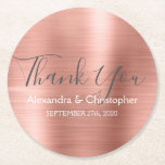 Posavasos Redondo De Papel Rubor Pink - Rosa Boda moderno de oro Gracias<br><div class="desc">Rubor Pink - Acero inoxidable Rosa Gold Faux Metallic Moderno y Elegante Boda Gracias A Las Astras. Estos Rosas de Beber Dorado se pueden personalizar para incluir su nombre y fecha de boda. El Rosa Gold Coaster forma parte de la Colección Rosa de Bodas de oro. Se pueden crear elementos...</div>