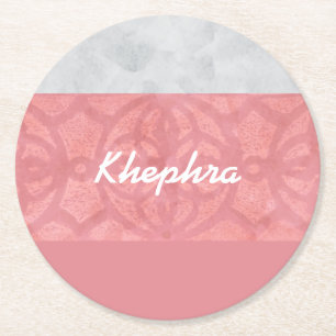 Posavasos Redondo De Papel Ruddy Pink Batik Gray Water Name
