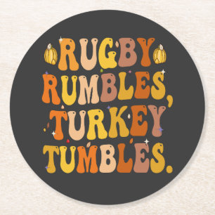 Posavasos Redondo De Papel Rugby rubla Turquía y el divertido día de Acción d