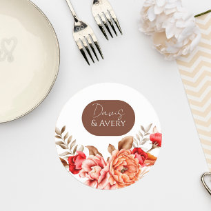 Posavasos Redondo De Papel Rustic Terracotta Floral Wedding Coaster