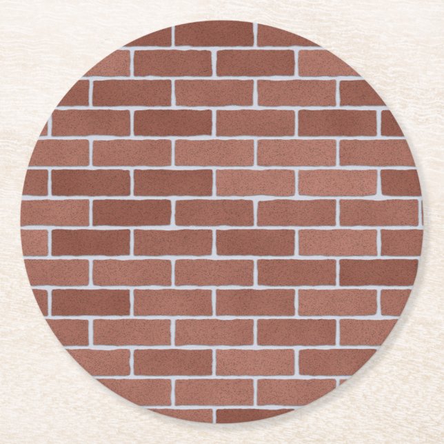 Posavasos Redondo De Papel Rústico patrón de pared de ladrillo (Anverso)