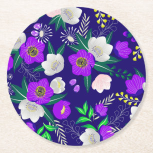 Posavasos Redondo De Papel Rústico Primavera Pansy Flores Bouquet