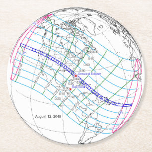 Posavasos Redondo De Papel Ruta mundial total del eclipse solar 2045