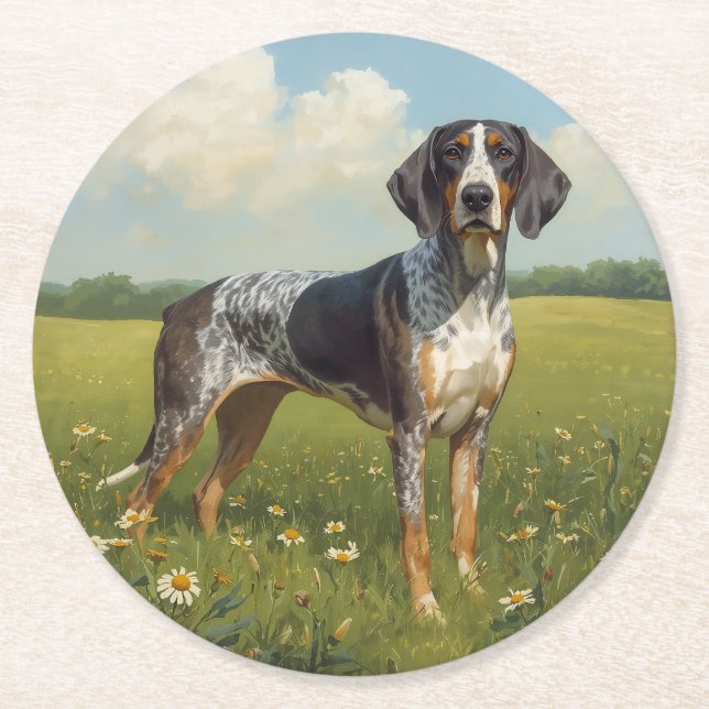 Posavasos Redondo De Papel Sabueso Bluetick (Anverso)