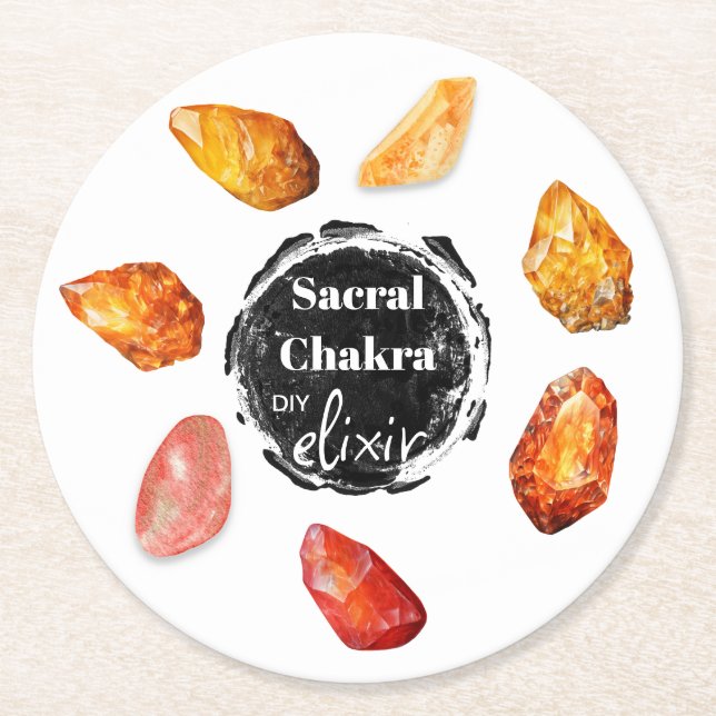 Posavasos Redondo De Papel *~* Sacral Chakra Elixir AP64 Naranja Emoto (Anverso)