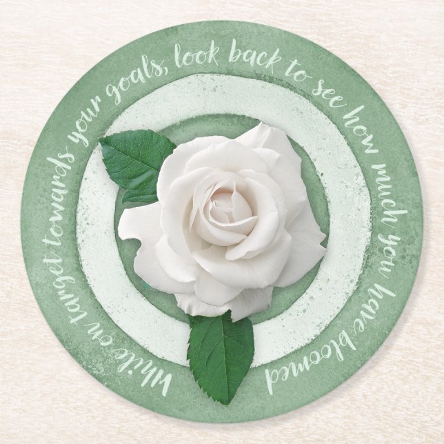 Posavasos Redondo De Papel Sage Green Floral Inspirational Quote (Anverso)