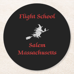 Posavasos Redondo De Papel Salem Flight School Halloween Witch Apparft