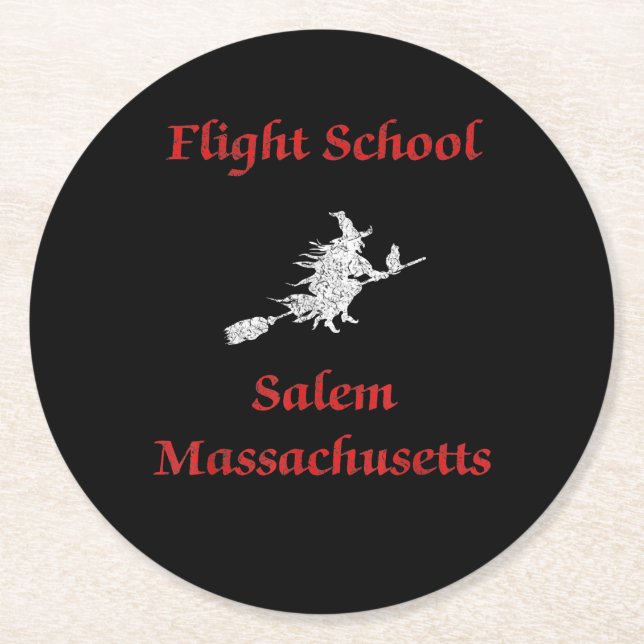 Posavasos Redondo De Papel Salem Flight School Halloween Witch Apparft (Anverso)
