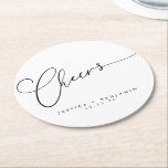 Posavasos Redondo De Papel Saludos Minimal Black Script Custom Wedding<br><div class="desc">Saludos Minimalistas Black Script Custom Wedding Round Paper Coaster</div>