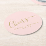 Posavasos Redondo De Papel Saludos Minimalistas Rubor Pink Gold Custom Weddin<br><div class="desc">Bolsa de papel Minimalista Rubor de color rosa y Boda de oro</div>