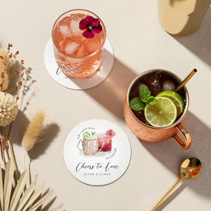 Posavasos Redondo De Papel Saludos para amar a Watercolor Cocktail Drinks Bod