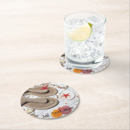 Posavasos Redondo De Papel Sandalias, Seashells y Starfish en la playa