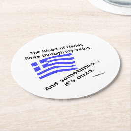 Posavasos Redondo De Papel Sangre de Hélade Fluye por mis Venas A veces Ouzo