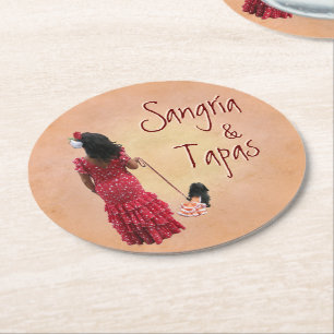Posavasos Redondo De Papel Sangría y tapas