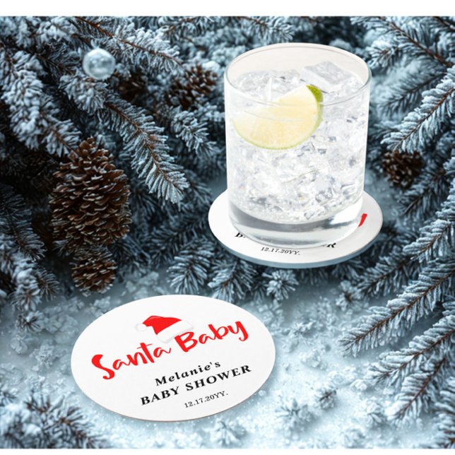 Posavasos Redondo De Papel Santa Baby Christmas Winter Baby Shower  (Subido por el creador)