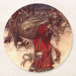 Posavasos Redondo De Papel Santa Claus Arthur Rackham