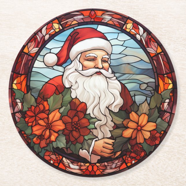 Posavasos Redondo De Papel Santa Claus Christmas Set of 6  (Anverso)