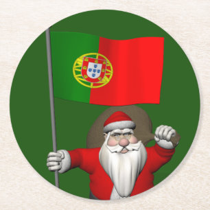 Posavasos Redondo De Papel Santa Claus Con El Fin De Portugal