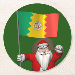 Posavasos Redondo De Papel Santa Claus Con El Firme De Los Angeles CA