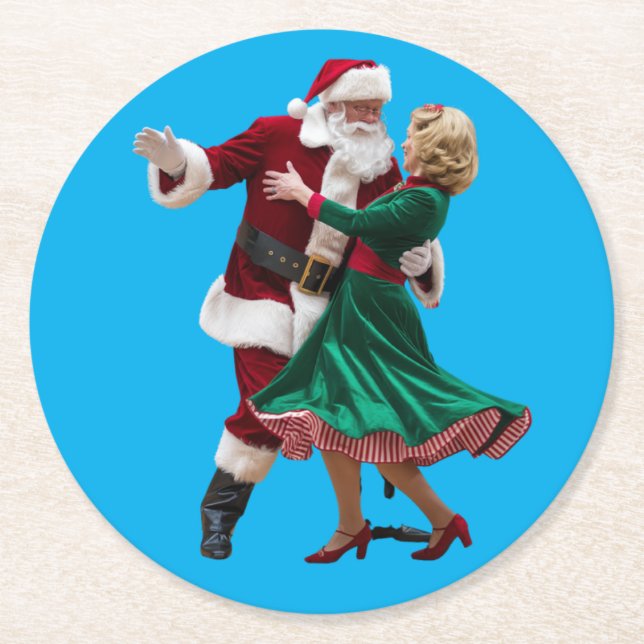 Posavasos Redondo De Papel Santa Dancing Paper Coaster (Anverso)
