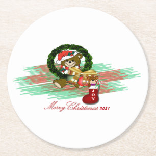 Posavasos Redondo De Papel Santa Joy Sock Navidades Papel