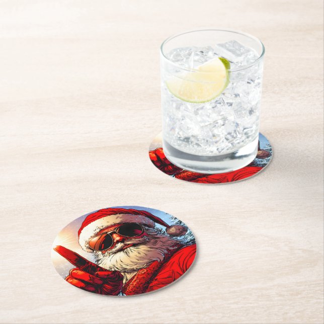 Posavasos Redondo De Papel Santo Jolly Santa Divine Glow (In situ)