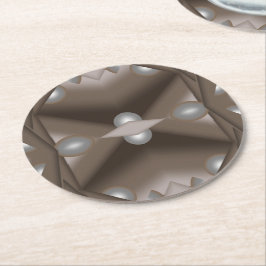 Posavasos Redondo De Papel Sawtooth Edged Concentrated Earth Tone Ombre Art